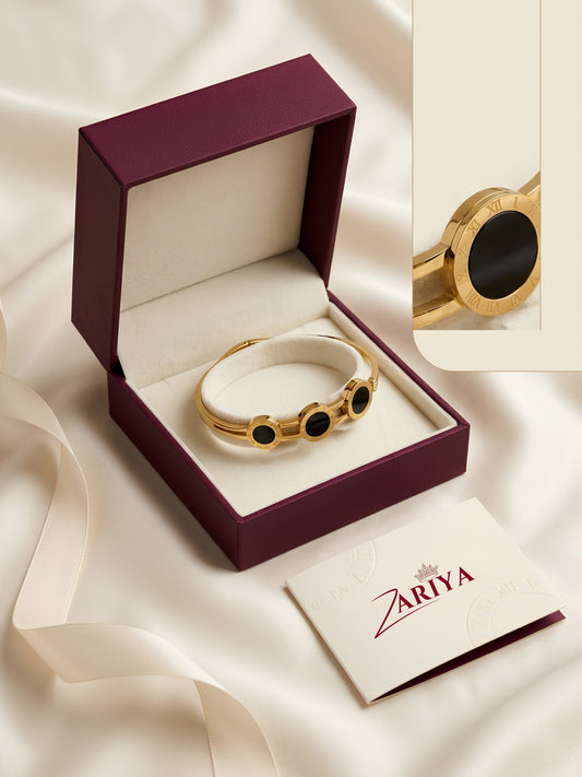 Gold-Tone Hinged Cuff Bracelet - Zariya Official