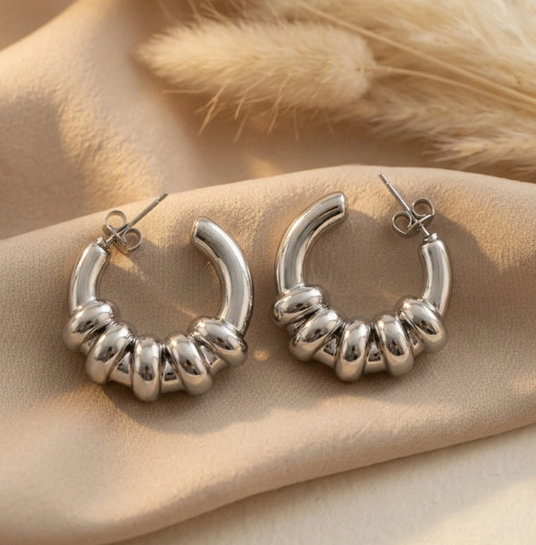 Chunky Silver-toned Hoop Earrings