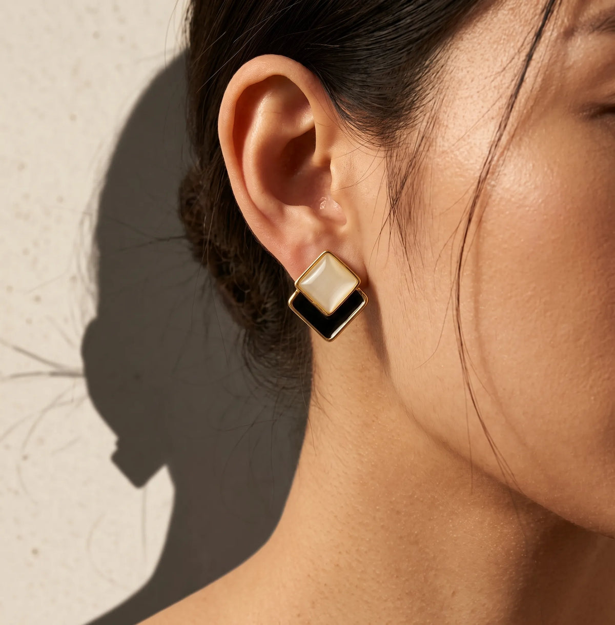 Geometric Square Enamel Earrings For Women - Zariya Official