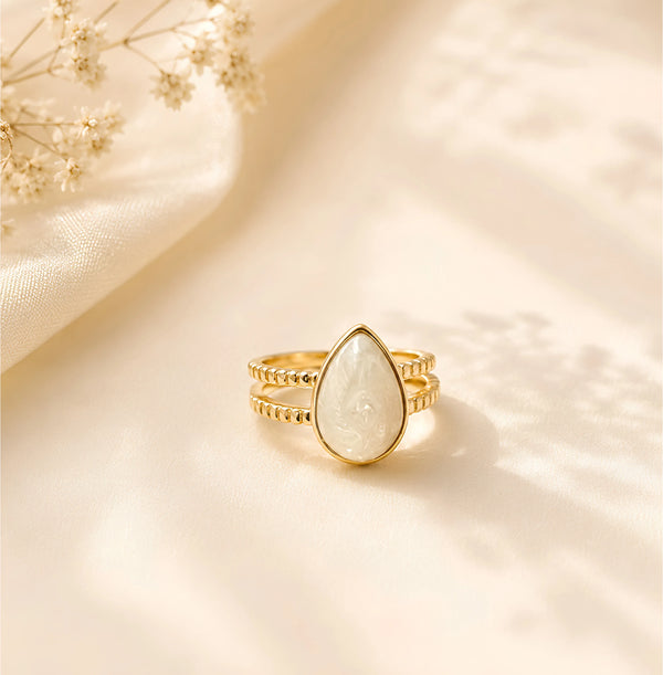 Pear-Shaped Mother-of-Pearl Style Center Stone Ring