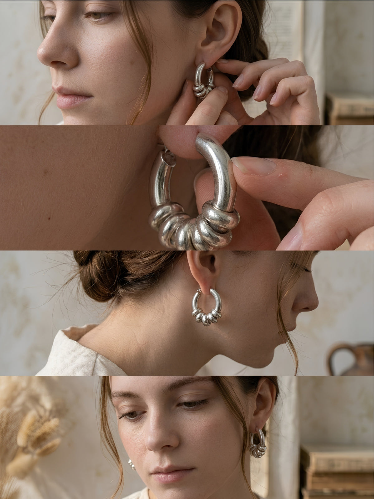 Chunky Silver-toned Hoop Earrings