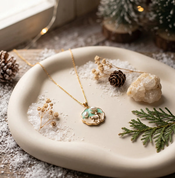 Enamel Deer Pearl Pendant Necklace For Women - Zariya Official