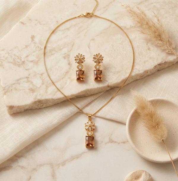 Gold-Toned Crystal Jewelry Set