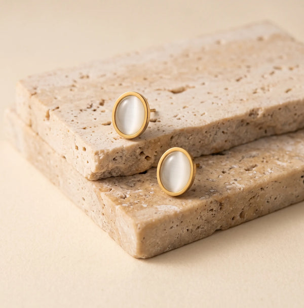 Minimalist Oval Cat-Eye Earrings For Women - Zariya Official