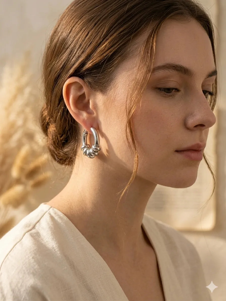 Chunky Silver-toned Hoop Earrings