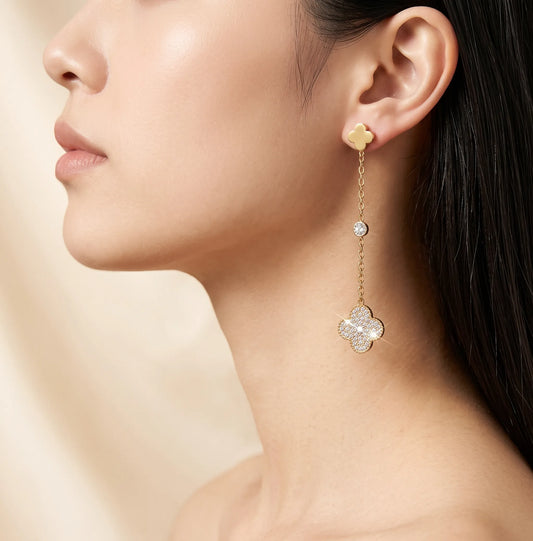 Clover Chain Dangles Earrings For Women - Zariya Official