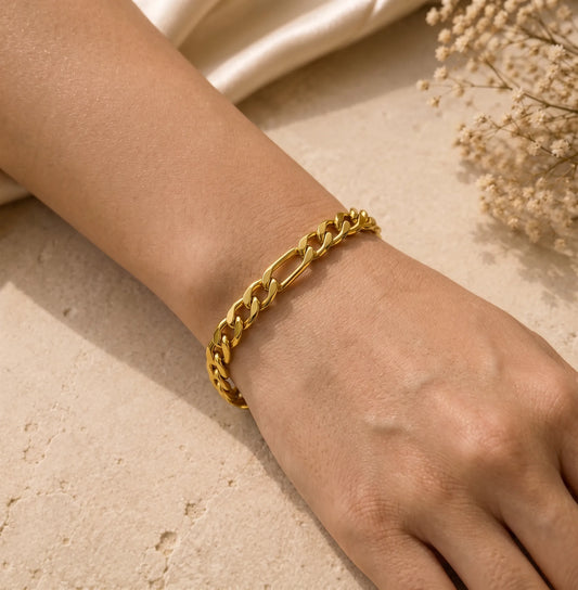 Gold-Tone Figaro Chain Bracelet