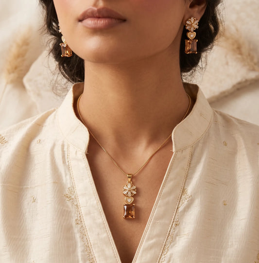 Gold-Toned Crystal Jewelry Set
