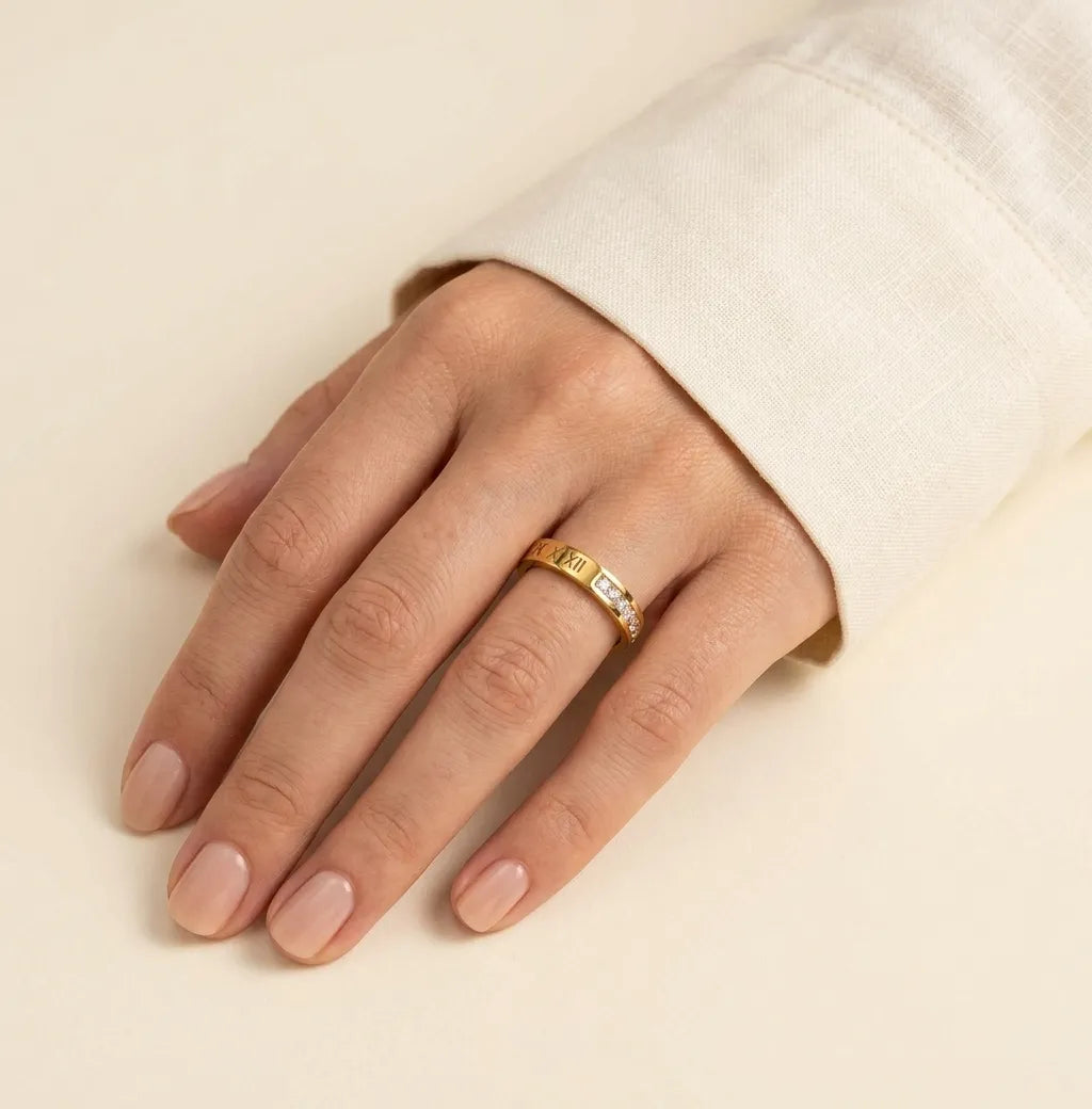Roman Numeral Band Ring For Women - Zariya Official
