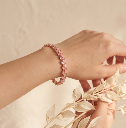 Rose Gold Marquise Leaf Tennis Bracelet For Women - Zariya Official