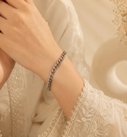 Silver-Toned Curb Chain Bracelet
