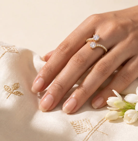 The Bypass Silver Beeds Wrap Ring For Women - Zariya Official