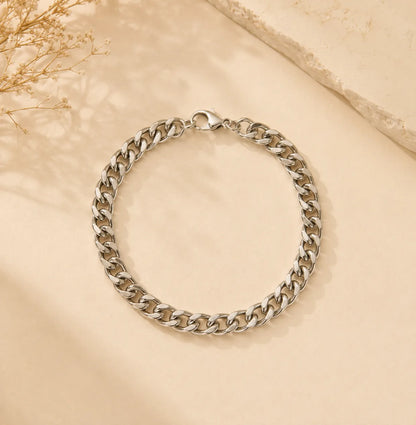 Silver-TonedCurbChainBracelet
