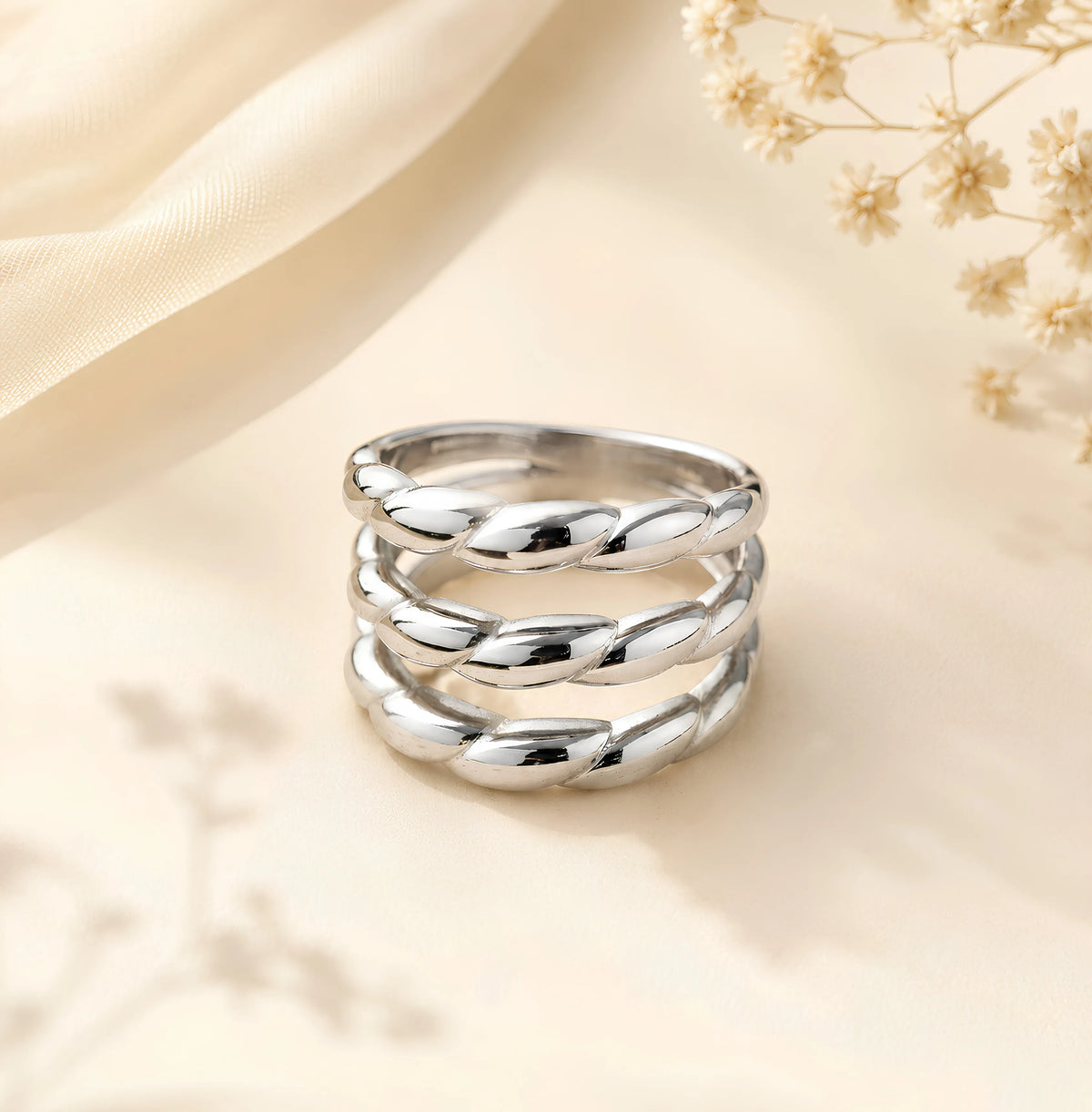 Multilayer Twisted Stainless Steel Ring